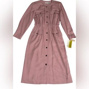 Liz Claiborne Women Pink Long Sleeve Dress, With Button Down Front.Sz 10